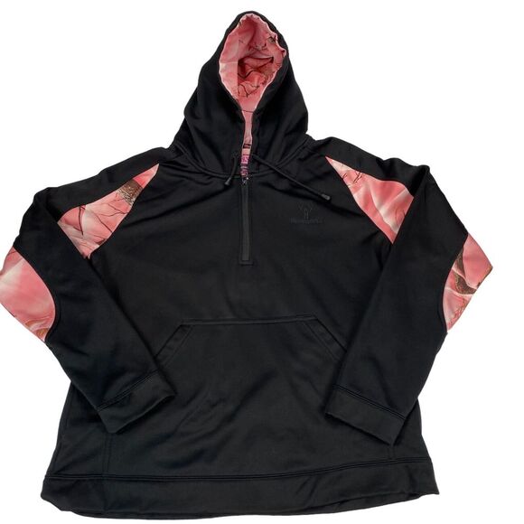 Oaktree Huntworth Women's XL Long-Sleeve Pink Camo 1/4 Zip Pullover Hoodie - Picture 7 of 14